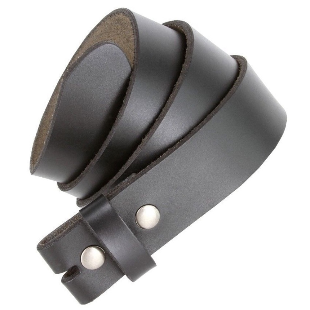 Black genuine leather snap on belt all sizes replacement strap